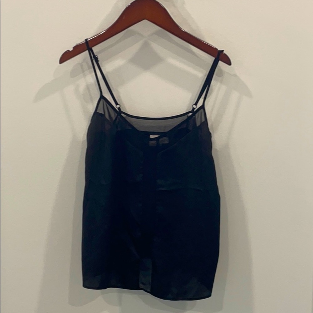 ASOS Black Silk Tank Top with Sheer Sections